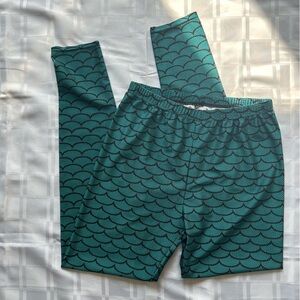 Mermaid Style Green Scale Pattern Leggings